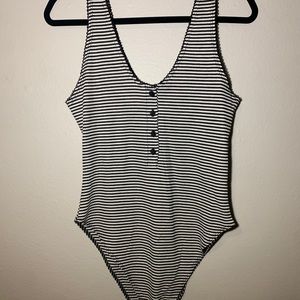Striped Ribbed Bodysuit
